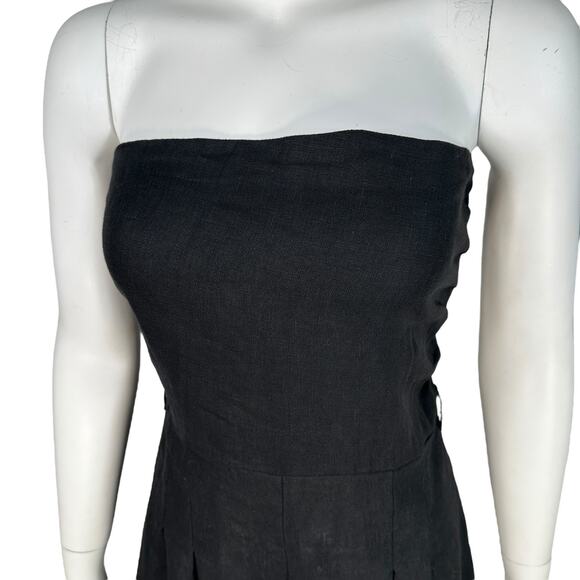 Faithful the Brand Alegrias Strapless Linen Jumpsuit Size 8 Black Vacation Beach - Picture 2 of 13